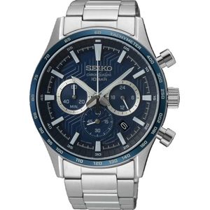 SEIKO Heren analoog kwartshorloge met roestvrijstalen armband SSB445P1, blauw, armband, Blauw, armband