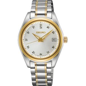 Seiko Quarzuhr, Armbanduhr, Damenuhr, Edelstahlarmband, Datum, Saphirglas