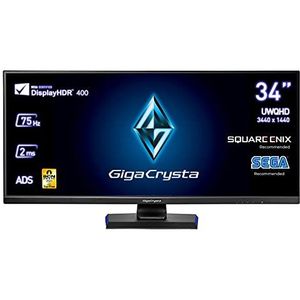 GigaCrysta Gaming-monitor van I-O Data, 34 UWQHD, 75 Hz, 2ms (GTG) Ultra Wide (3440 x 1440), ideaal RPG, HDMI x 2, DisplayPort, USB Type-C, in hoogte verstelbaar, afstandsbediening