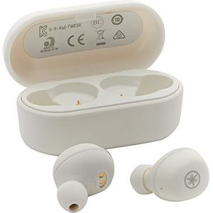 Yamaha TW-E3A Bluetooth-hoofdtelefoon – draadloze in-ear hoofdtelefoon in wit – 6 uur afspeeltijd met één lading – waterdicht (IPX5-certificering) – incl. oplaadcase
