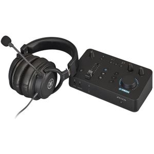 Yamaha ZG01 alles-in-1 pakket, bestaande uit de ZG01 audiomixer voor gamestreaming en de YH-G01 hoofdtelefoon van studiokwaliteit, voor Windows, Mac, iOS en Android