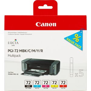 Canon Inktcartridge PGI-72 Origineel Combipack Cyaan, Magenta, Matzwart, Geel, Rood 6402B009