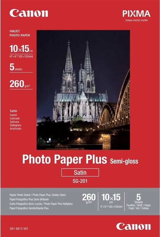Canon - SG-201 - Photo Paper Plus Silk Gloss - 10x15 cm - 5 Vel - 260 g