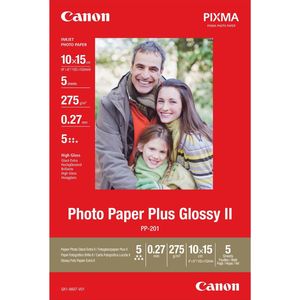 Canon Fotopapier PP-201 glanzend - 10x15 cm 5 vellen voor inkjetprinters - PIXMA printer (275 g/m²)