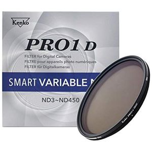 Kenko Fotografie grijs filter PRO1D SMART VARIABLE NDX ND3-ND450 77mm, ND3 tot 450 traploze aanpassing, Voor lange belichting, Voor video-opname