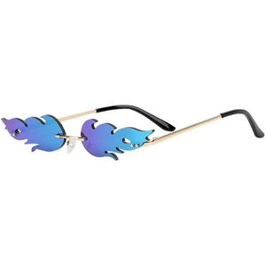 Blauw Vuur Vlammen Zonnebril - Schnelle Brillen - Flames Sunglasses - Fire - UV400 - Polycarbonaat Lenzen