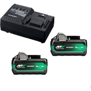 HiKOKI UC18YSL3WHZ 18/36V MultiVolt booster pack snellader incl. 2x 2.5/5.0 Ah accu's