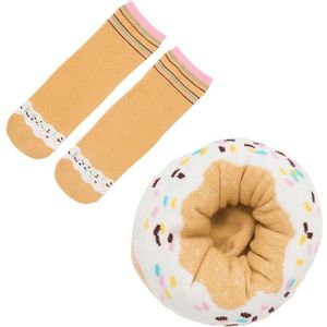 Donut sokken | sokken in de vorm van een Donut |wit glazuur met regenboog sprinkles