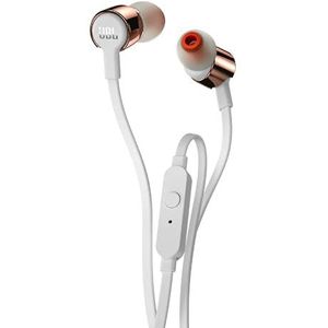 JBL T210 In-Ear hoofdtelefoon, oortelefoon met 1-knops afstandsbediening en geïntegreerde microfoon, compatibel met Apple en Android-apparaten, zilver/wit