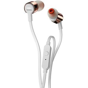 JBL T210 oortelefoon voor in het oor met afstandsbediening met 1 knop en ingebouwde microfoon, compatibel met Apple- en Android-apparaten - zilver/wit, wit, zilver