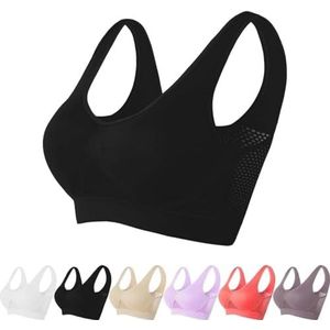 Breathable Cool Lift up Air Bra, Seamless Bras for Women, Comfortable Bras No Underwire Full coverage, Mesh Hole Sports Bra No Steel Ring (black,XL)
