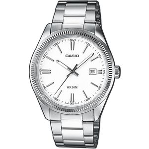CASIO TIMELESS COLLECTION Quarzuhr, Armbanduhr, Herrenuhr, Damenuhr, Datum, Neo-Display, Edelstahlarmband