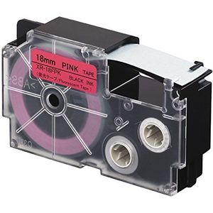 CASIO EZ-Label Printer XR-18FPK fluorescerende tape zelfklevend 18 mm x 5,5 m zwart op roze