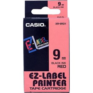 CASIO EZ-Label Printer XR-9RD1 Labeltape, zelfklevend, 9 mm x 8,0 m, zwart op rood