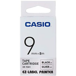 Casio EZ-Label Printer XR-9SR1 tape zelfklevend 9 mm x 8,0 m zwart op zilver