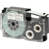 Casio XR-12X1 Labeltape Tapekleur: Transparant Tekstkleur: Zwart 12 mm 8 m