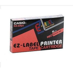 CASIO EZ-Label Printer XR-6RD1 tape zelfklevend 6 mm x 8,0 m zwart op rood