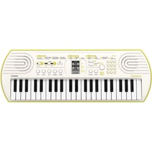Casio SA-80H5 Mini-toetsenbord met 44 toetsen in wit met limoengroene basis en geanimeerde online cursussen Rhythm Warriors
