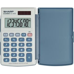 Sharp rekenmachine - EL243S - grijs - 8 digit - 1x LR54 batterij - SH-EL243S