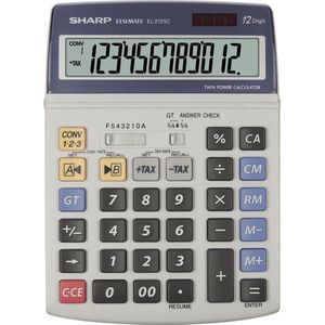 Sharp rekenmachine - EL2125C - grijs - 12 digit - 1x LR44 batterij - SH-EL2125C