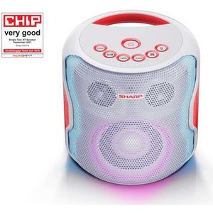 Sharp - PS-919 - Draagbare Bluetooth Luidspreker - Wit - Plastic - Waterbestendig