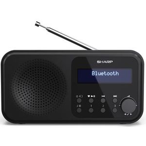 SHARP Draagbare Digitale Radio Zwart - DAB/DAB+/FM met RDS en Bluetooth