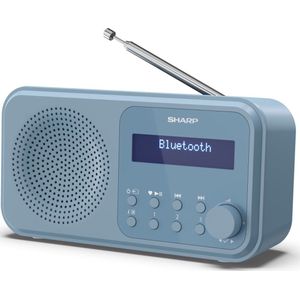 SHARP DR-P420 Draagbare digitale radio (DAB/DAB+/FM met RDS, USB, Bluetooth 5.0, 3,5 mm jack/wekkerfuncties), blauw