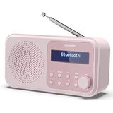 SHARP DR-P420 draagbare digitale radio (DAB/DAB+/FM met RDS, USB, Bluetooth 5.0, 3,5 mm jack-wekfunctie), roze