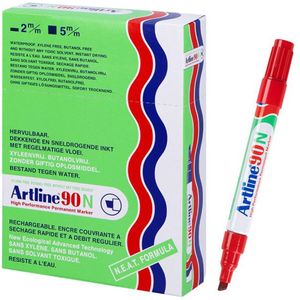 Artline - Viltstift artline 90 schuin 2-5mm rood | 1 stuk | 12 stuks