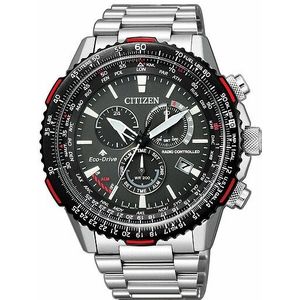 Citizen - Herenchronograaf - Zilver-Zwart-Rood - Roestvrij Staal