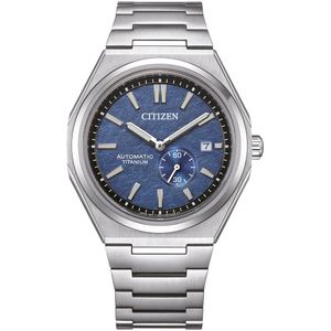 Analoge Horloge - Zilver - Titanium - Blauw Wijzerplaat - 10 Bar Waterdicht