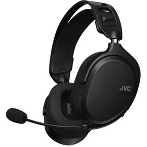 Draadloze gaming-hoofdtelefoon, JVC ultralicht, 199 g, met afneembare microfoon, lage latentie en adaptieve oorkussens, voor pc, PS4, PS5, Switch, Xbox GG-01W-B-Q (zwart)