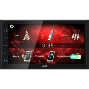 JVC KW-M27DBT 6,8 inch (17,3 cm) digitale media-ontvanger met DAB+ & Bluetooth (USB, 3 x pre-out 2V, iPod/iPhone-bediening, 4 x 45 watt, blauwe toetsverlichting)