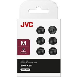 JVC Vervangende bits van siliconen, set van (6) eindkappen, geschikt voor vele JVC modellen (medium) – EP-FX2M-B (zwart)