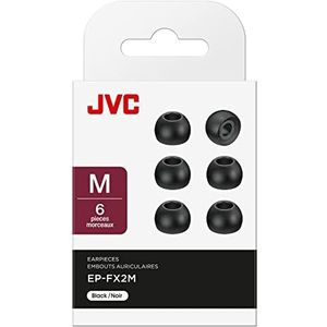 JVC Vervangende bits van siliconen, set (6) eindkappen, geschikt voor vele JVC-modellen (medium) – EP-FX2M-B (zwart)