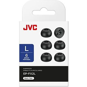 JVC 6 stuks vervangende eindkappen van siliconen, geschikt voor vele JVC-modellen (groot) - EP-FX2L-B (zwart)