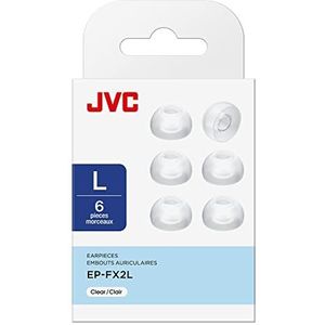 JVC 6 stuks vervangende eindkappen van siliconen, geschikt voor vele JVC-modellen (groot) - EP-FX2L-Z (transparant)