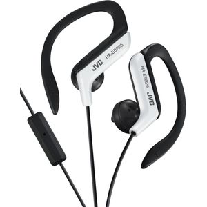 JVC Sporthoofdtelefoon met verstelbare clip, zweet- en spatwaterdicht (IPX2), 1,2 m kabel, met microfoon en afstandsbediening met één knop, compatibel met iPhone/Blackberry/Android, hoofdtelefoon Bass