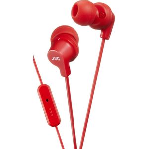 JVC HA-FR15-R-E in-ear hoofdtelefoon met afstandsbediening en microfoon, rood (rood)