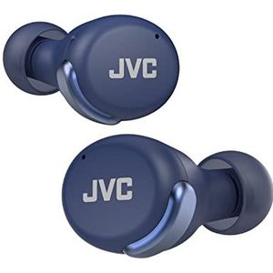 JVC HA-Z330T-A Compacte True Wireless oordopjes, actieve ruisonderdrukking, laag gewicht, stijlvol design, BT 5.2, waterdicht (IPX4), 21 uur speeltijd, lage latency-modus voor games, blauw