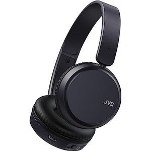 JVC Draadloze on-ear hoofdtelefoon, 3 geluidsmodi (laag/helder/normaal), 35 uur batterijduur, licht, draaibare en platte opvouwbare structuur, multipoint-verbinding, Bluetooth, HA-Z37W-A (blauw)