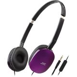 JVC HA-S160M-V - Flats opvouwbare en compacte hoofdtelefoon in glanzende trendy kleur, met schakelaar voor microfoon aan/uit, ideaal voor telewerken en online seminars (violet)
