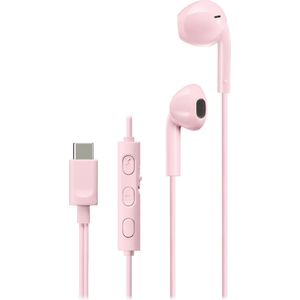 JVC HA-FR17UC-P - Bud USB-C hoofdtelefoon met geïntegreerde DAC voor krachtig en kristalhelder geluid, praktische microfoon en afstandsbediening met 3 knoppen in extreem compacte vorm (roze)