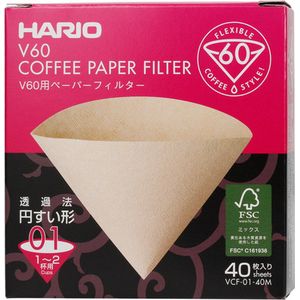 Hario - Misarashi Brown Paper Filters - V60-01 - 40 Pieces
