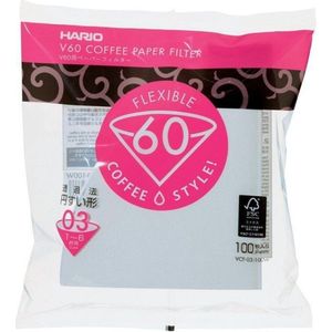 HARIO V60 Koffiefilters - 03 Size - Wit - 100 stuks