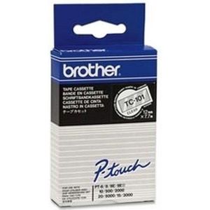 Brother TC-101 labelprinter-tape Zwart op zilver