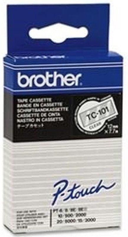 Brother TC-101 labelprinter-tape Zwart op zilver