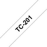 Laminated Tape for Labelling Machines Brother TC-201 12 mm x 7,7 m White/Black