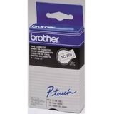 Laminated Tape for Labelling Machines Brother TC-201 12 mm x 7,7 m White/Black