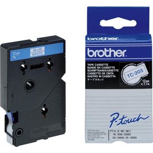 Brother TC-203 labelprinter-tape Blauw op wit